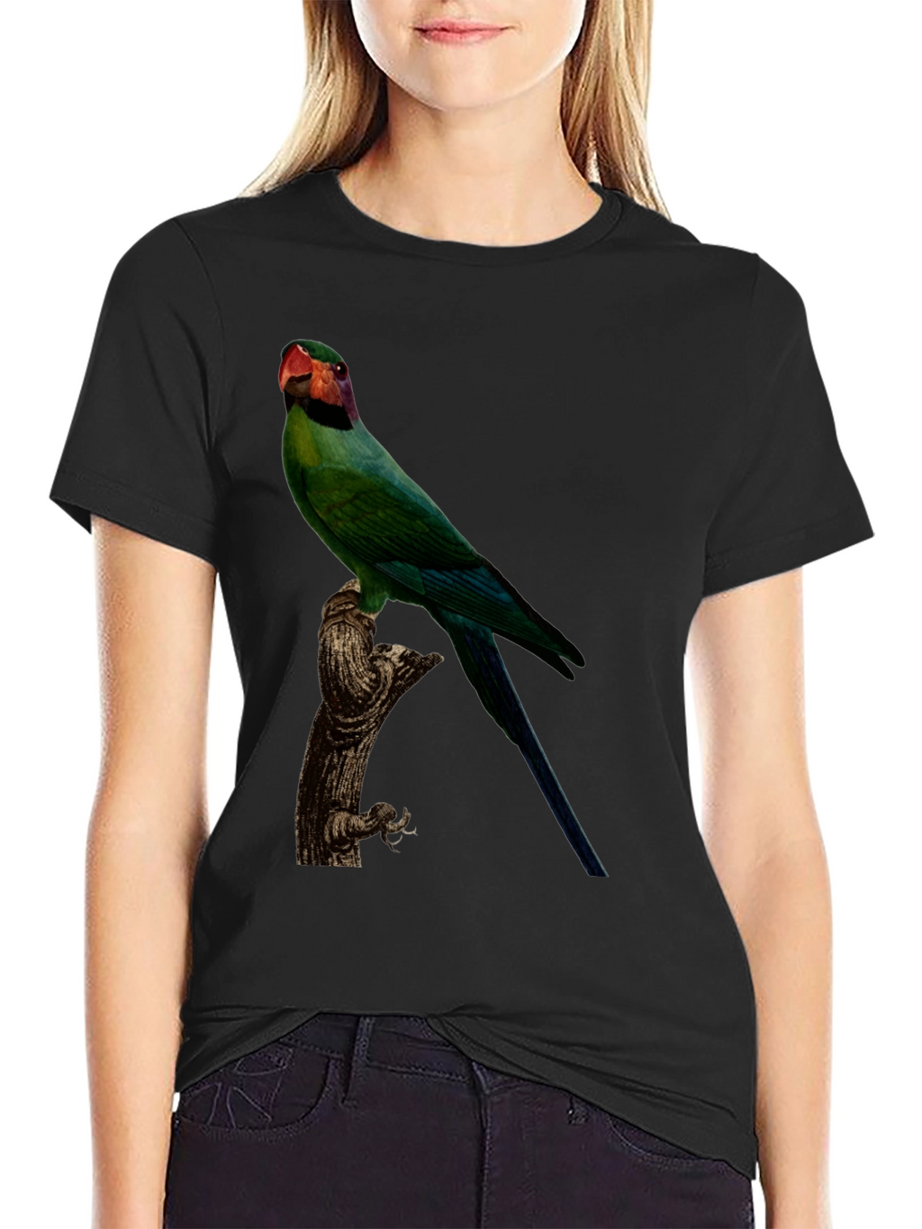 Parrot Graphic Tee - Black Cotton T-Shirt