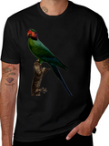 Parrot Graphic Tee - Black Cotton T-Shirt