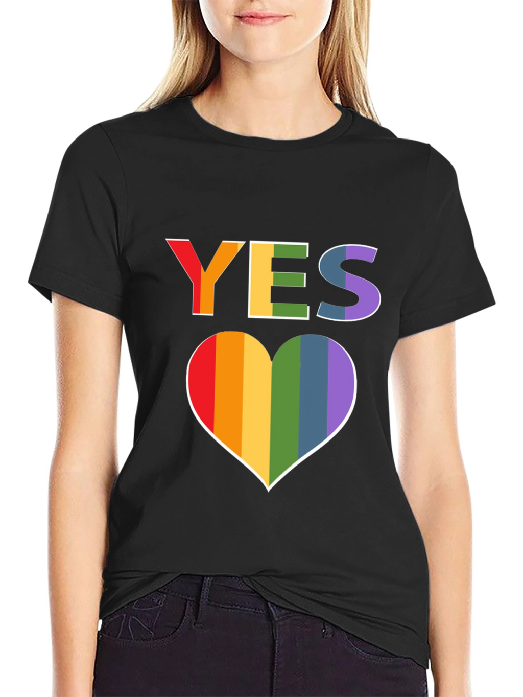 Pride YES Heart T-Shirt - LGBTQ+ Rainbow Love Tee