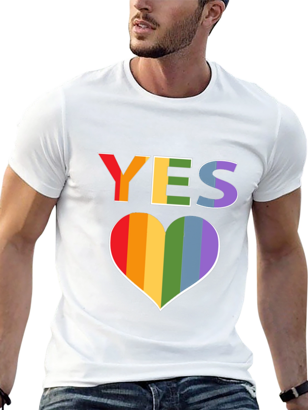 Pride YES Heart T-Shirt - LGBTQ+ Rainbow Love Tee