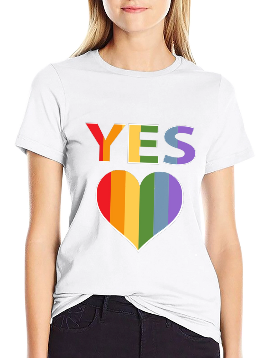 Pride YES Heart T-Shirt - LGBTQ+ Rainbow Love Tee