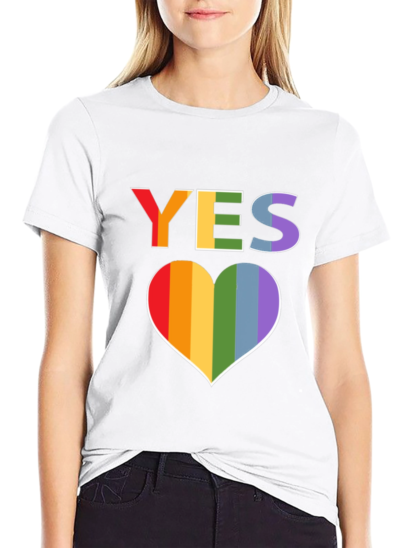 Pride YES Heart T-Shirt - LGBTQ+ Rainbow Love Tee