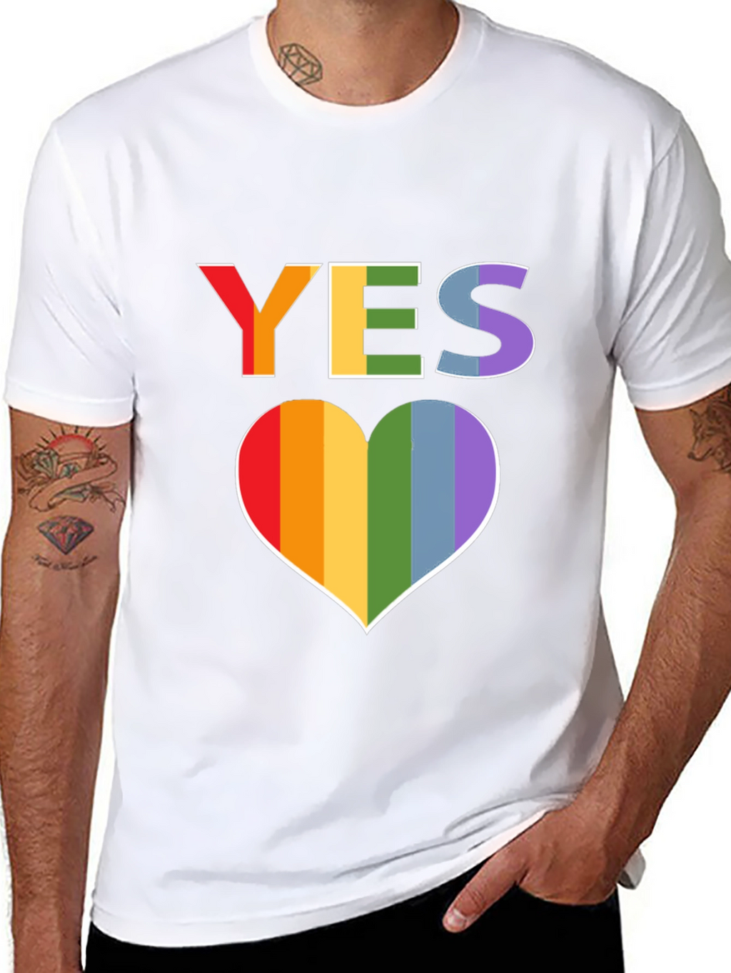Pride YES Heart T-Shirt - LGBTQ+ Rainbow Love Tee