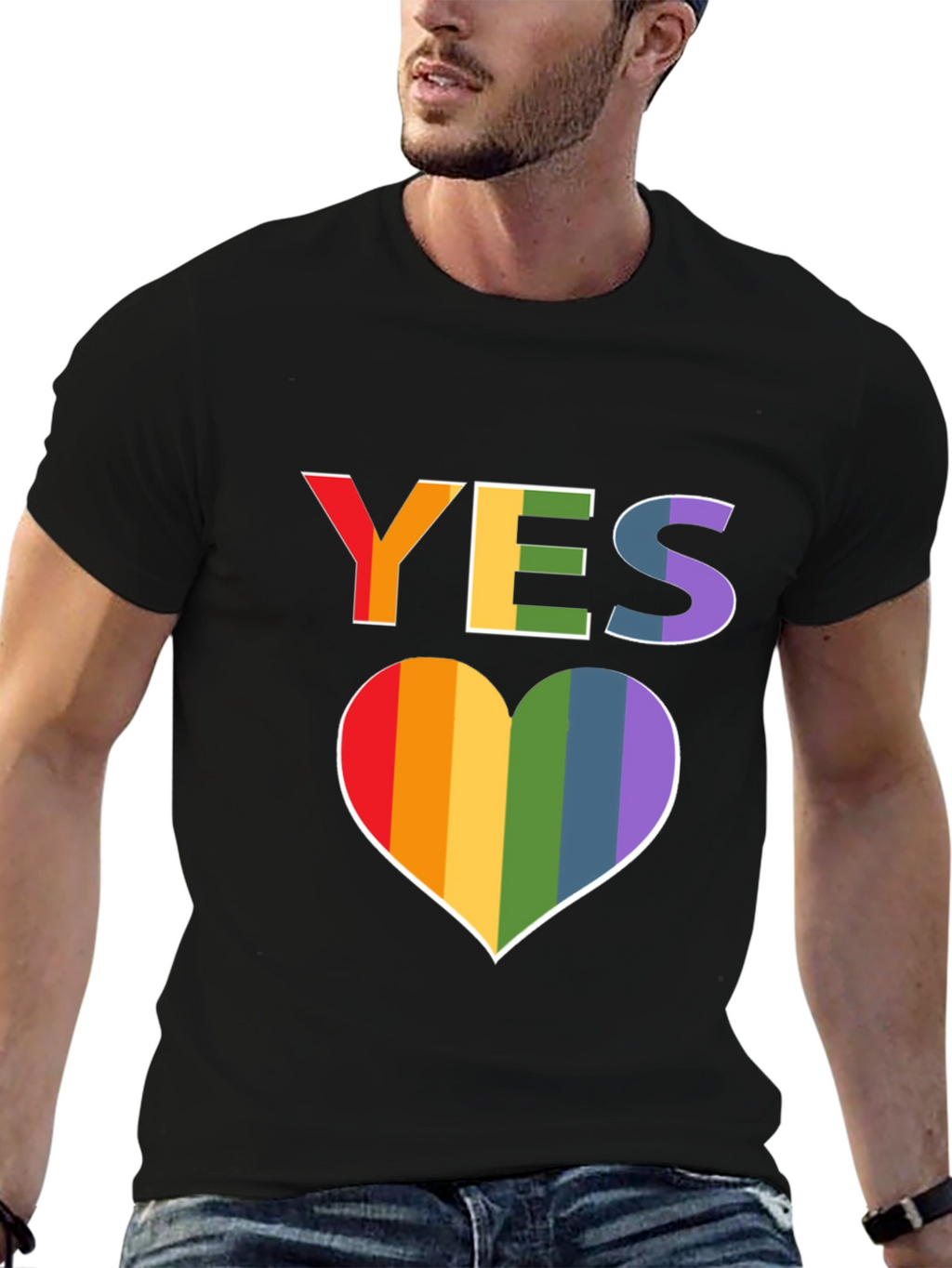 Pride YES Heart T-Shirt - LGBTQ+ Rainbow Love Tee
