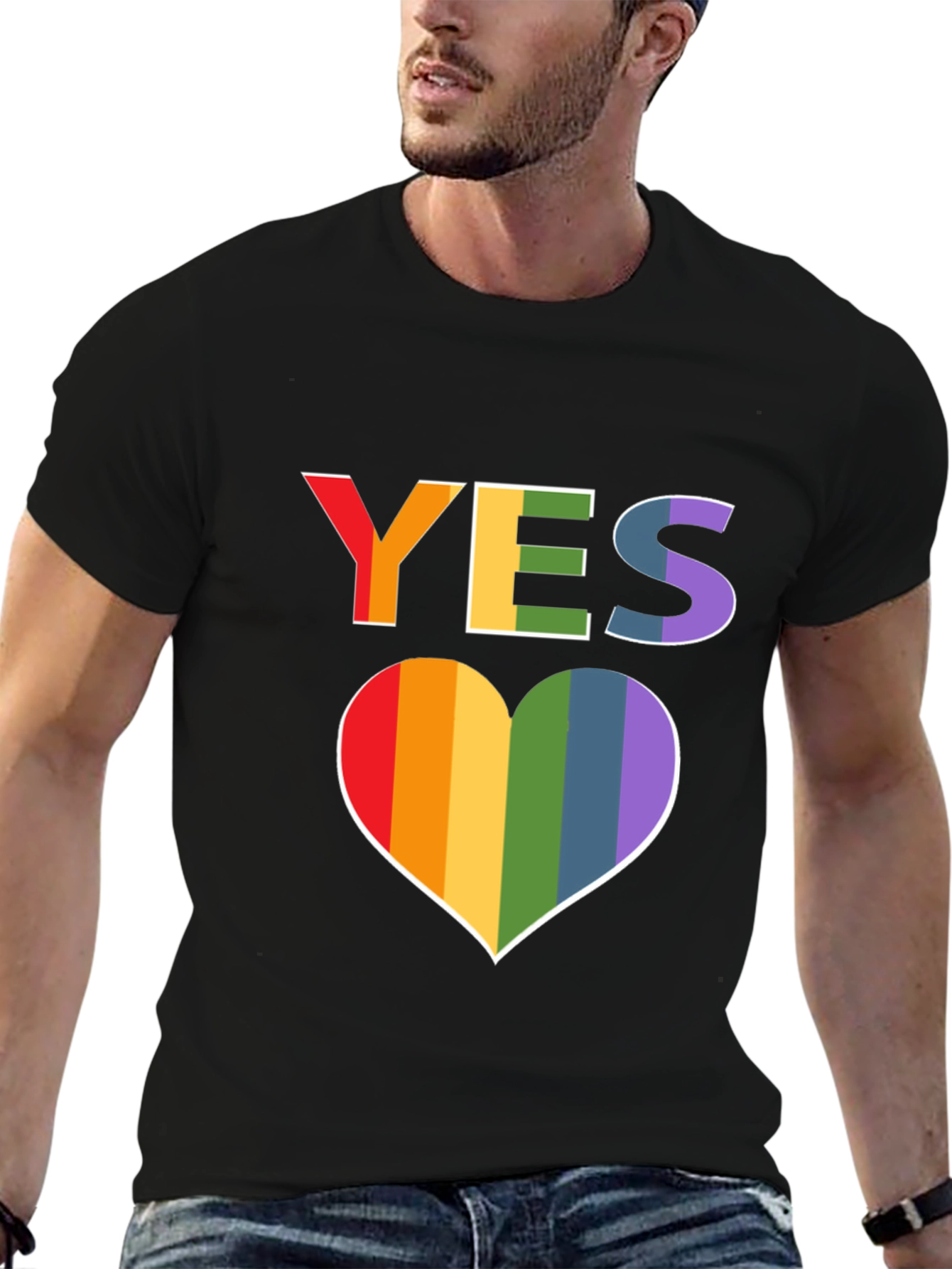 Pride YES Heart T-Shirt - LGBTQ+ Rainbow Love Tee