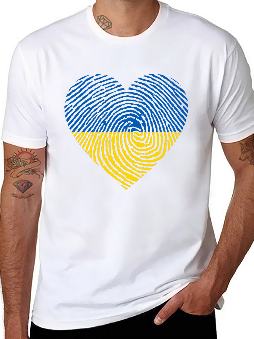 Ukraine Flag Heart Black T-Shirt