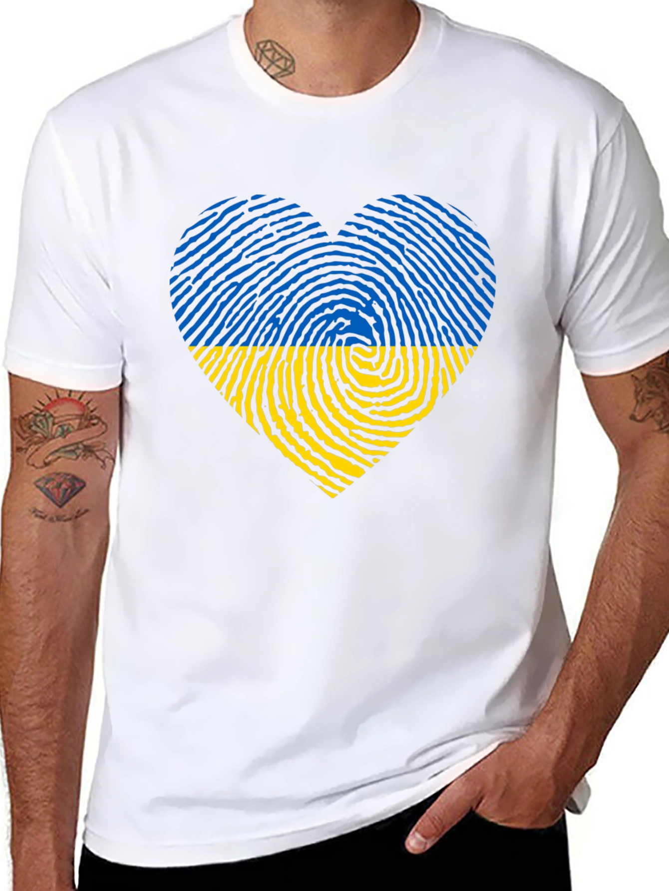 Ukraine Flag Heart Black T-Shirt