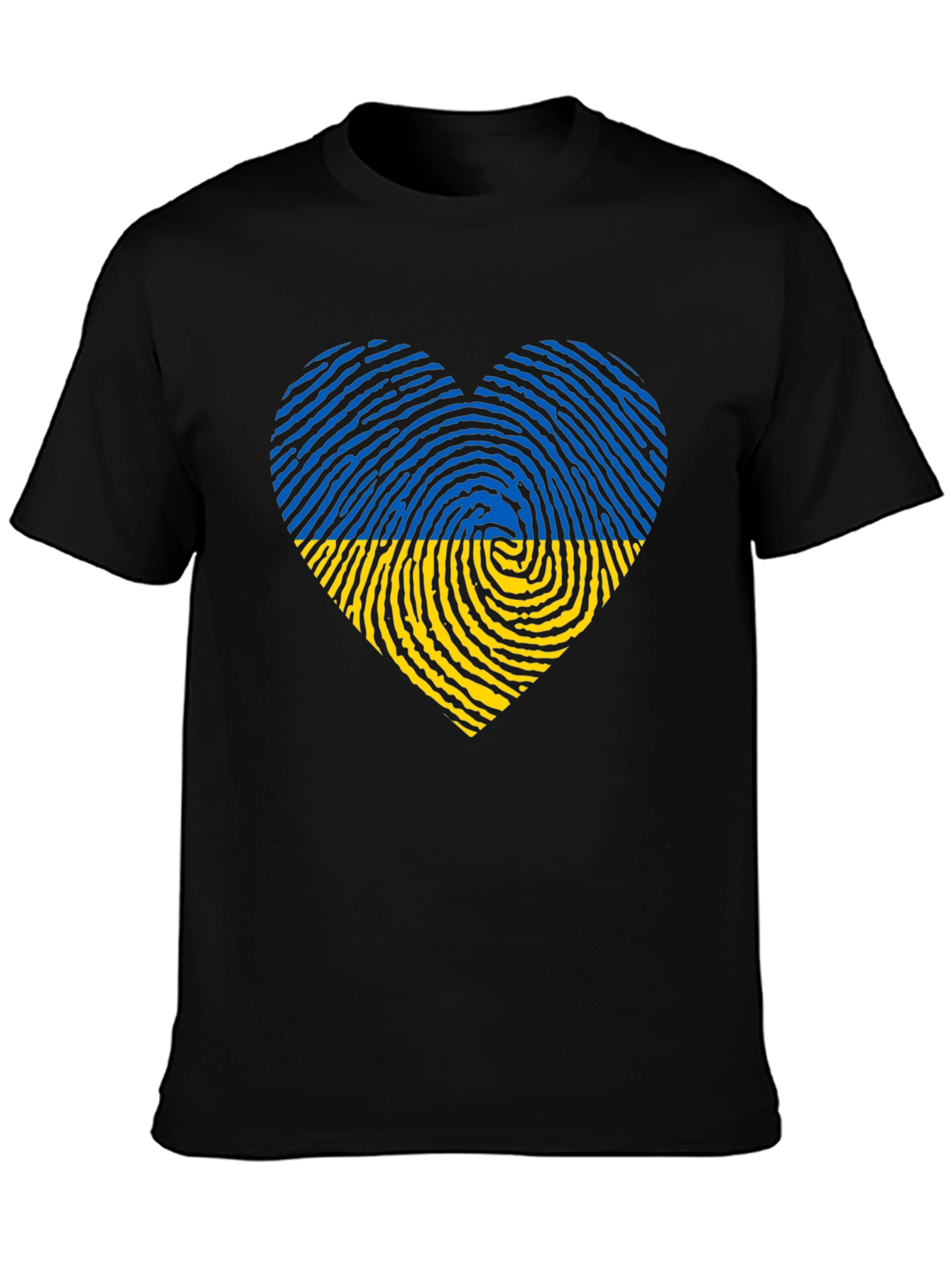 Ukraine Flag Heart Black T-Shirt