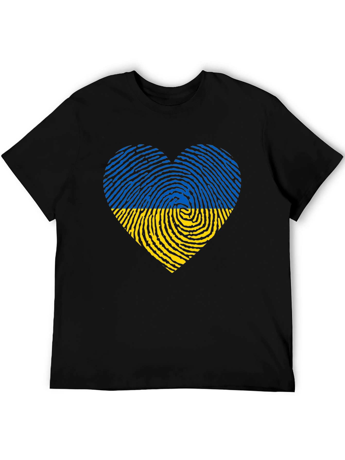 Ukraine Flag Heart Black T-Shirt