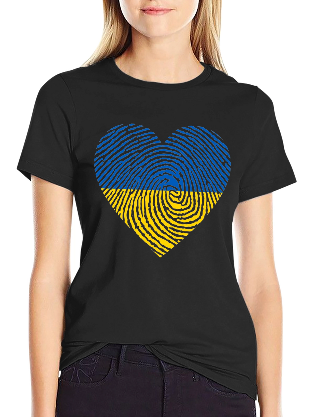 Ukraine Flag Heart Black T-Shirt