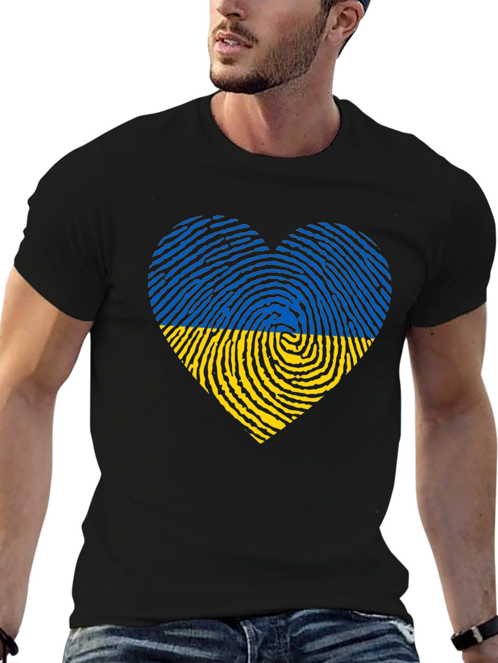 Ukraine Flag Heart Black T-Shirt
