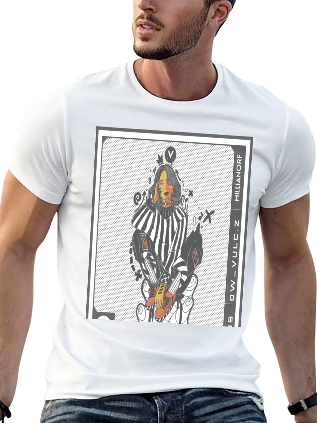 Edgy Graphic Print Tee - Millianorf Vulc Design