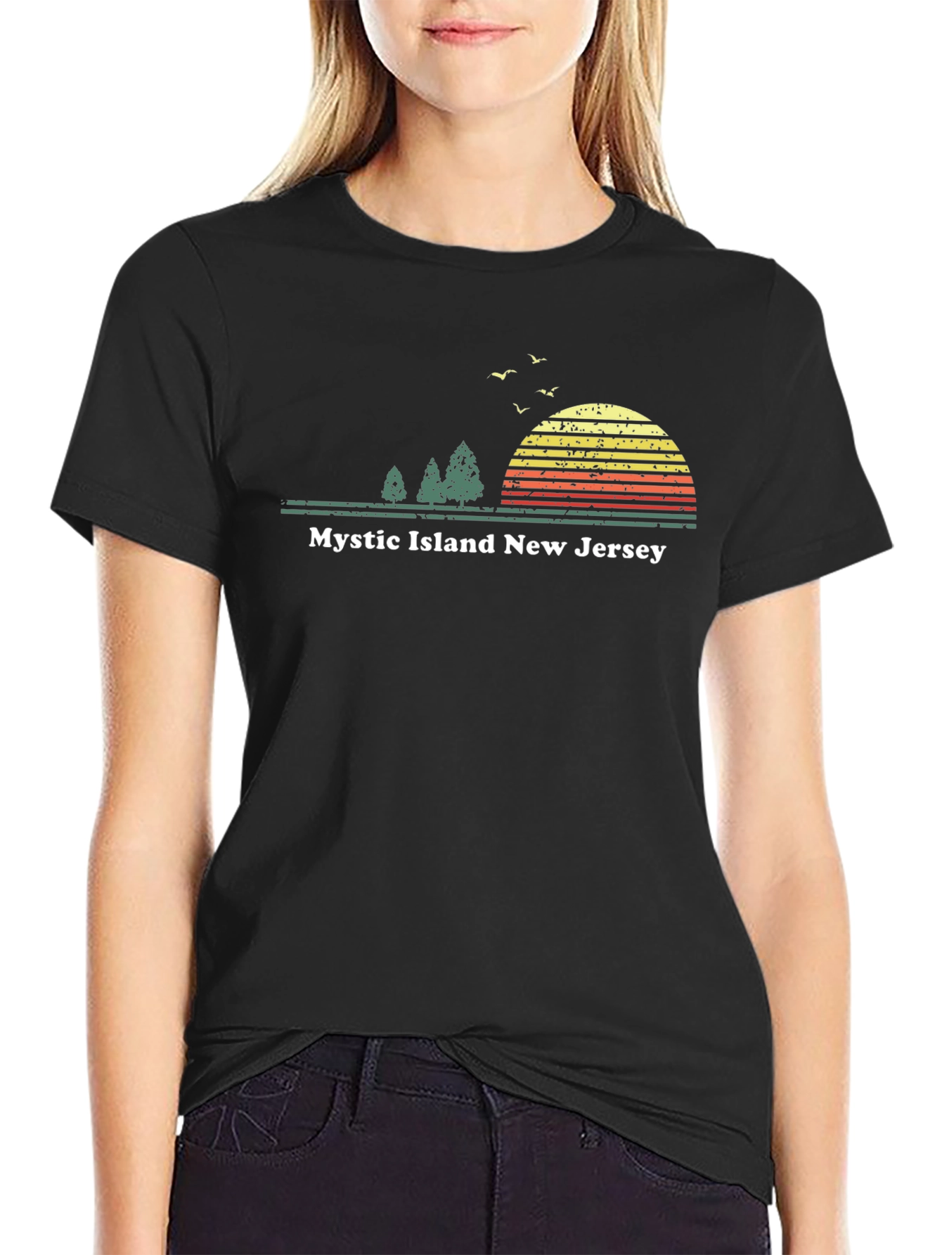 Mystic Island NJ T-Shirt Sunset Graphic Tee