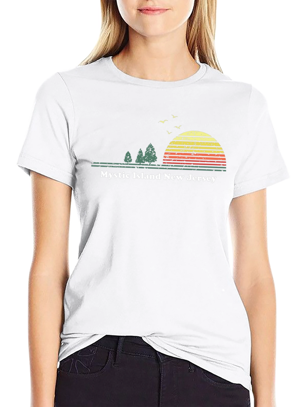 Mystic Island NJ T-Shirt Sunset Graphic Tee