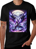 Winged Demon Lightning Graphic Tee - Dark Fantasy Shirt