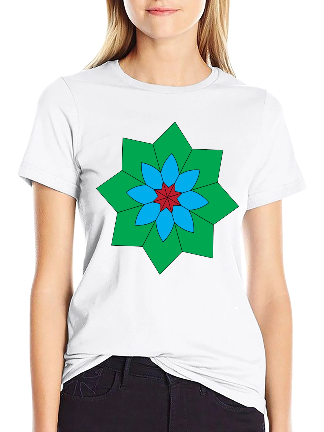 Geometric Floral Black T-Shirt