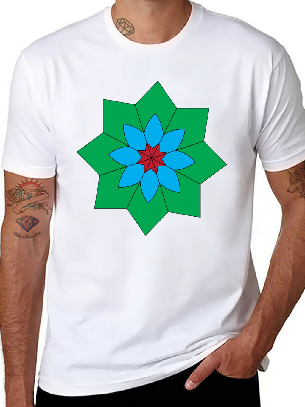 Geometric Floral Black T-Shirt