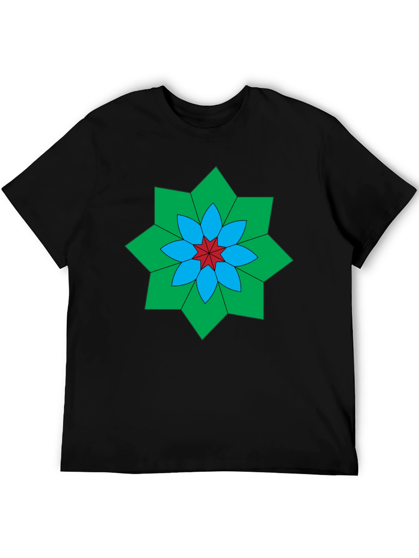 Geometric Floral Black T-Shirt