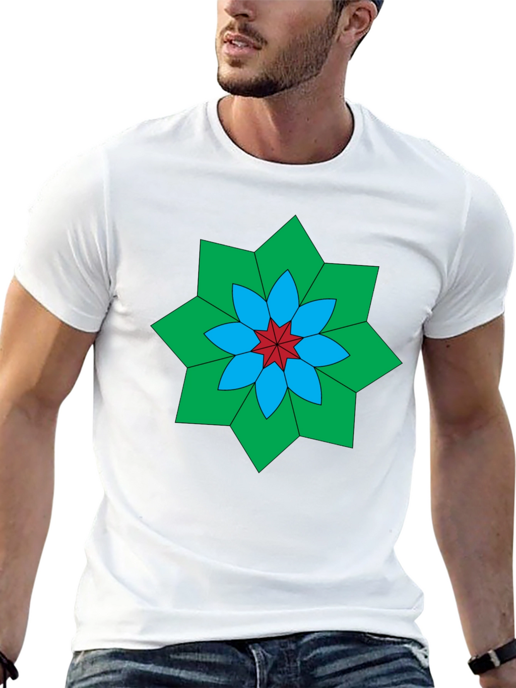 Geometric Floral Black T-Shirt