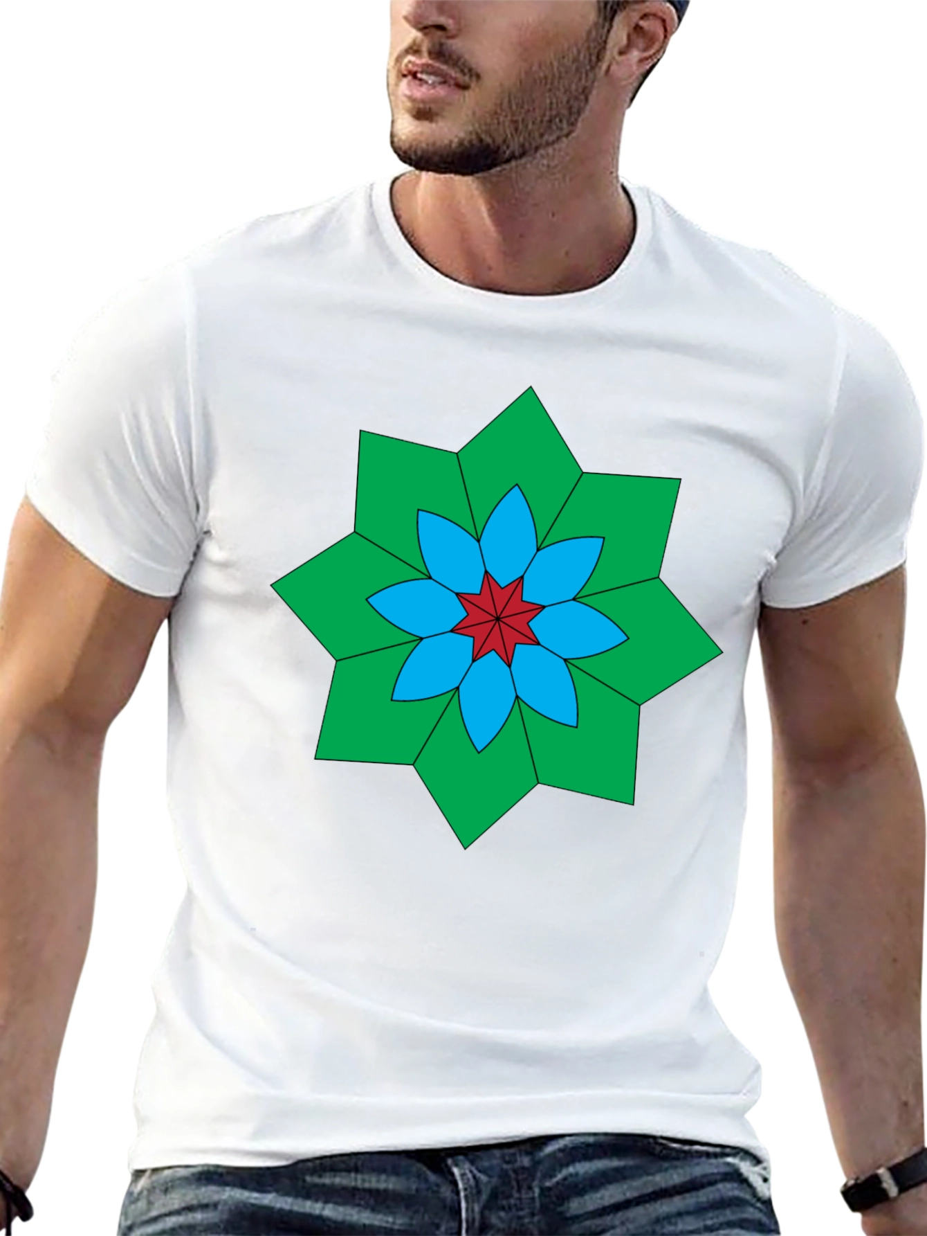 Geometric Floral Black T-Shirt