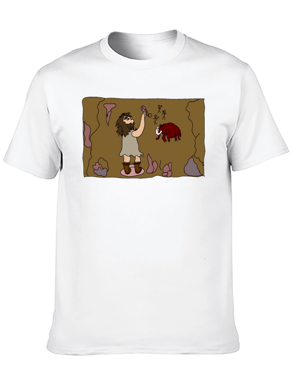 Caveman Art Black T-Shirt - Prehistoric Fun