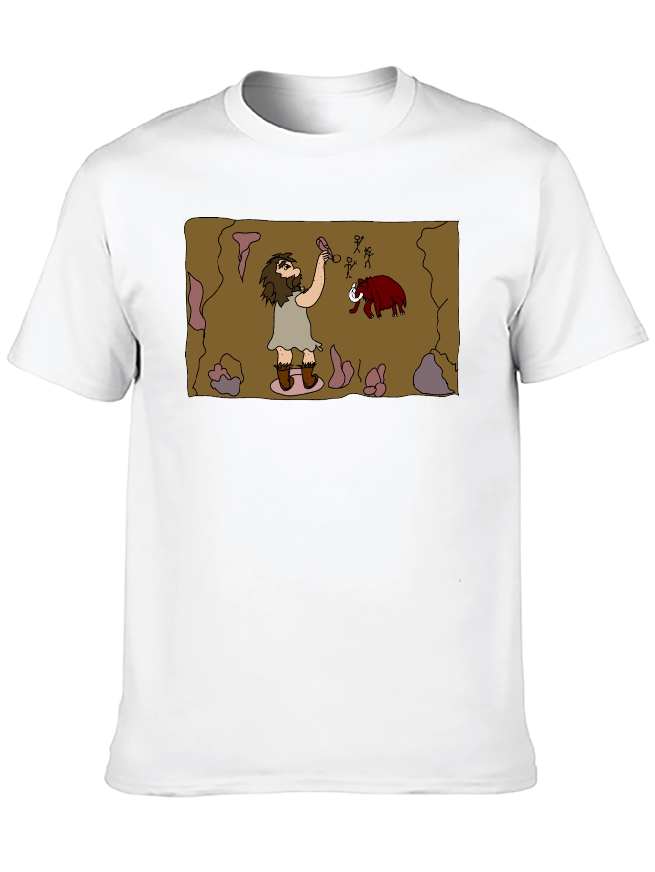 Caveman Art Black T-Shirt - Prehistoric Fun