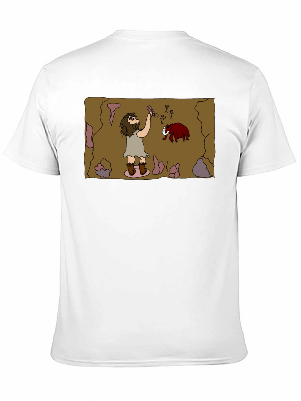 Caveman Art Black T-Shirt - Prehistoric Fun