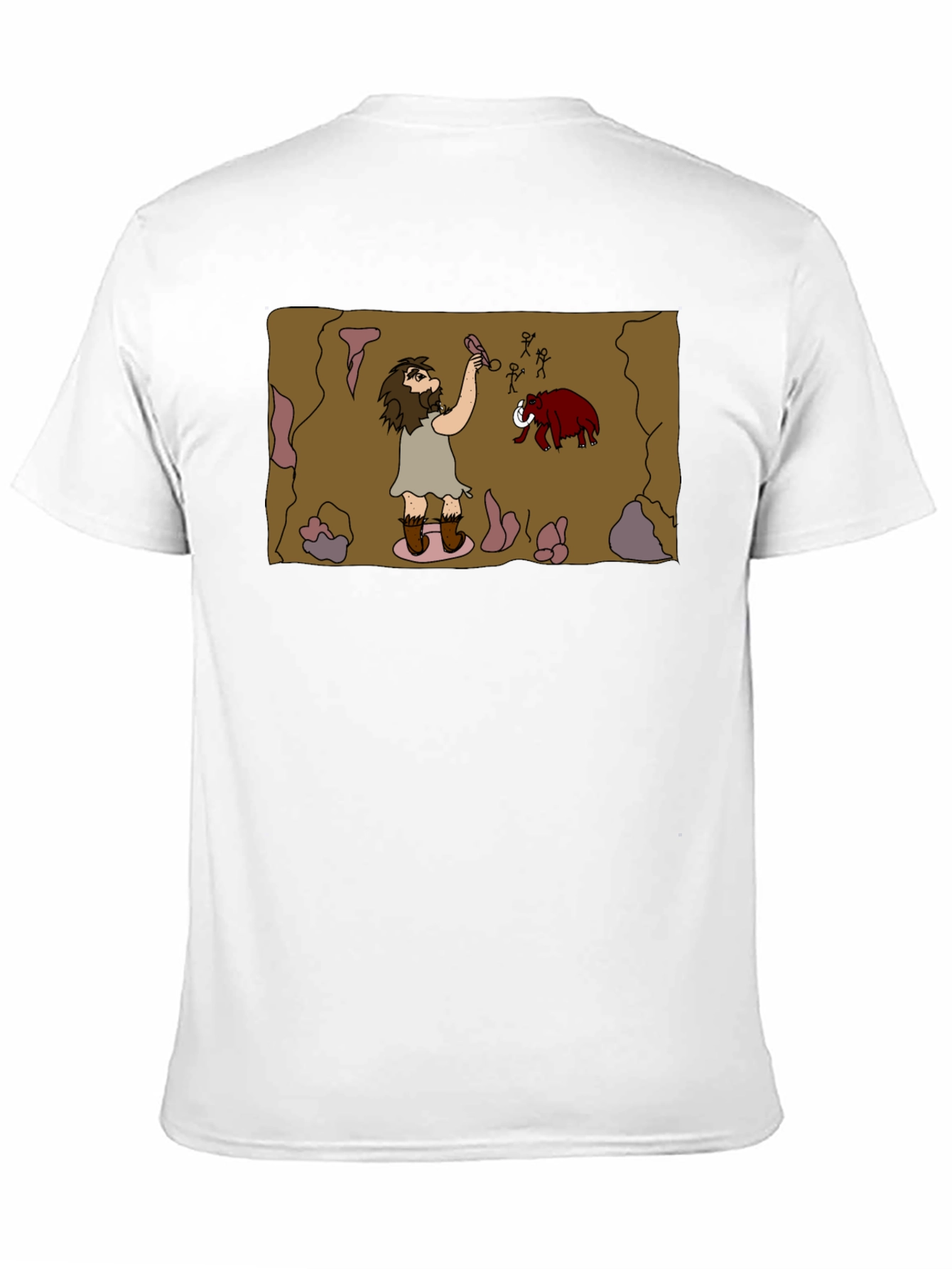 Caveman Art Black T-Shirt - Prehistoric Fun