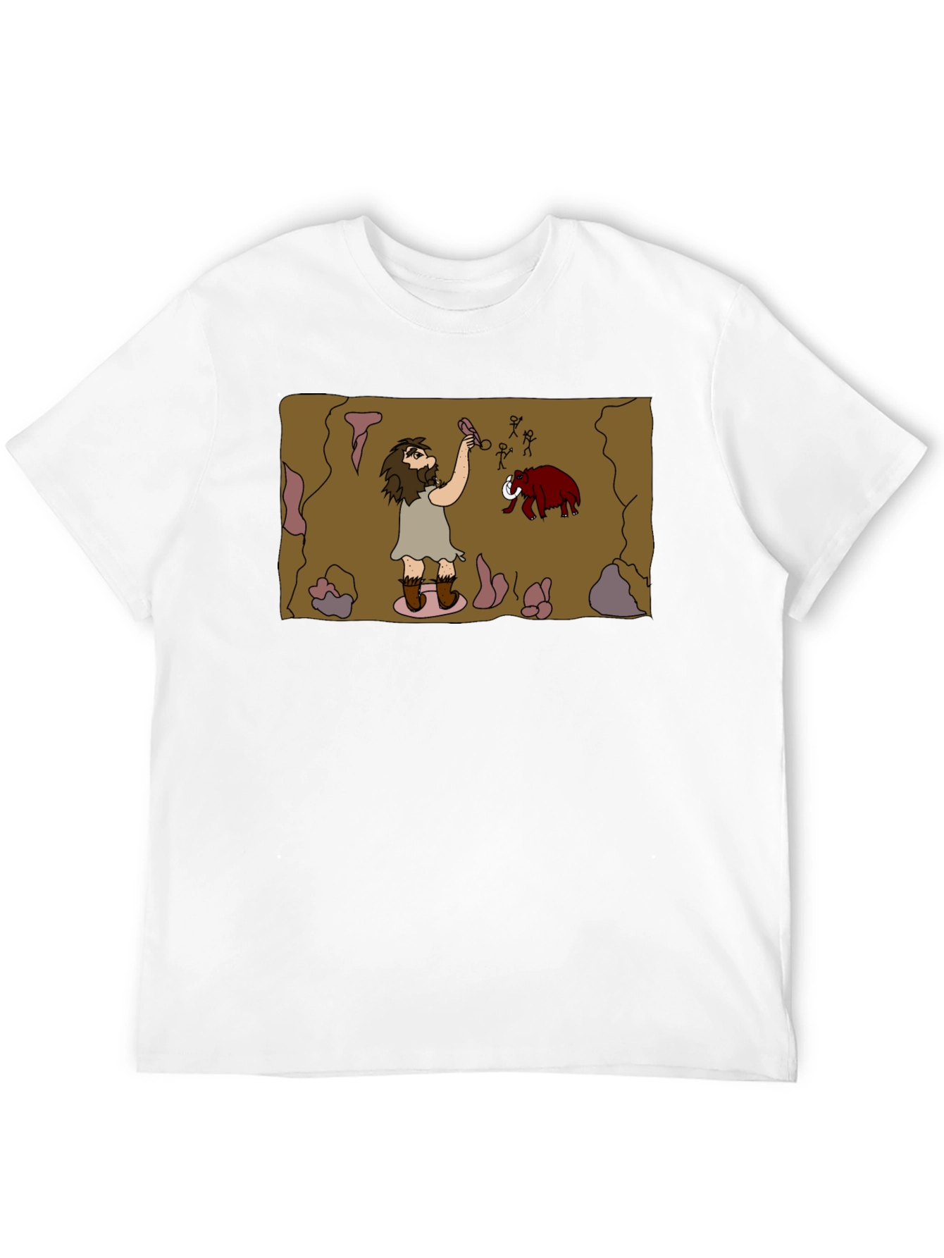 Caveman Art Black T-Shirt - Prehistoric Fun