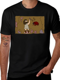 Caveman Art Black T-Shirt - Prehistoric Fun