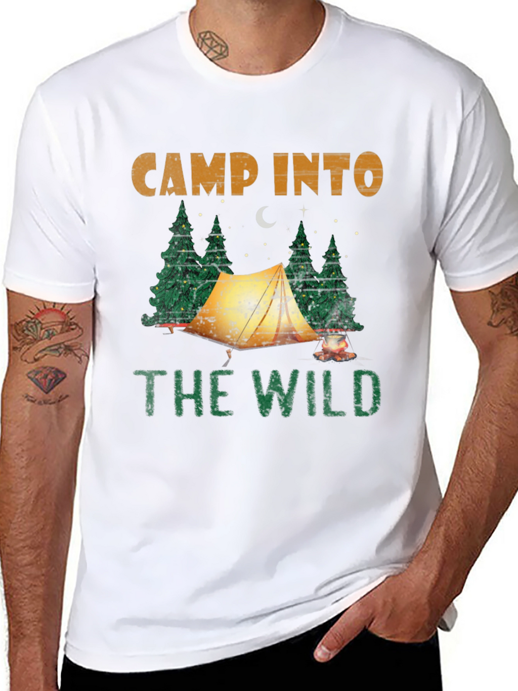 Camp Into The Wild Black Graphic T-Shirt