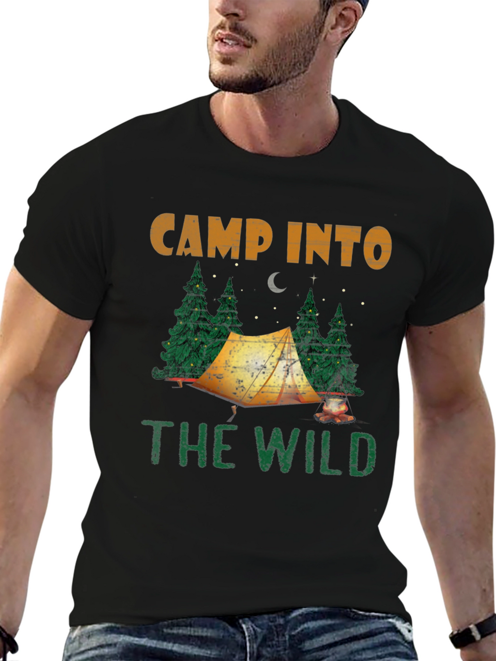 Camp Into The Wild Black Graphic T-Shirt