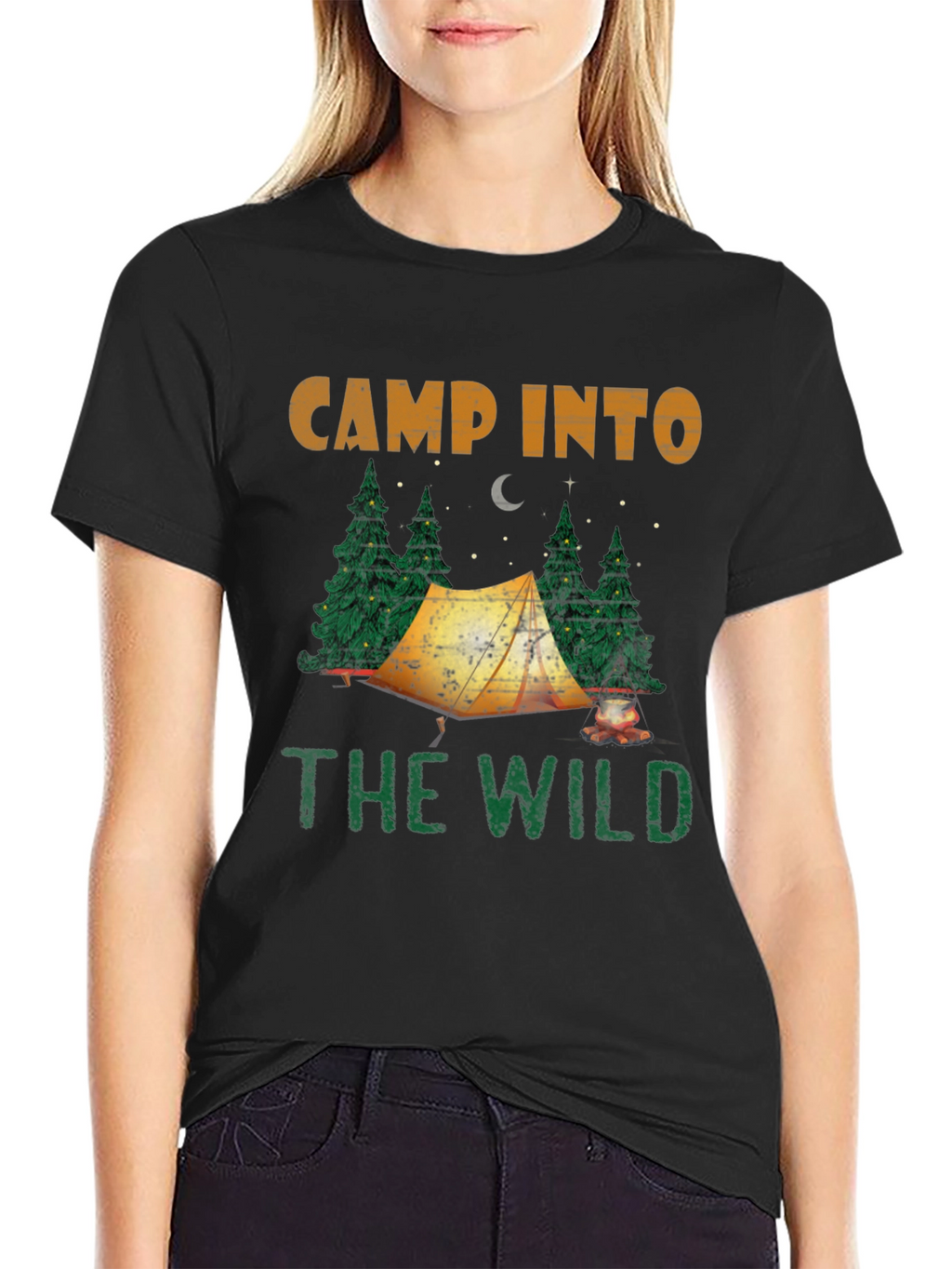 Camp Into The Wild Black Graphic T-Shirt