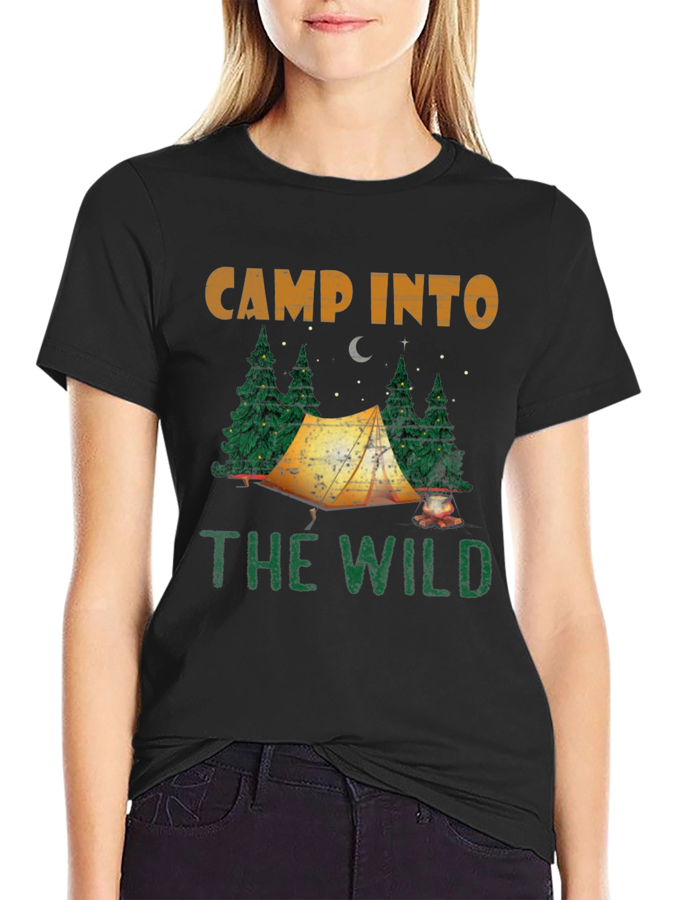 Camp Into The Wild Black Graphic T-Shirt