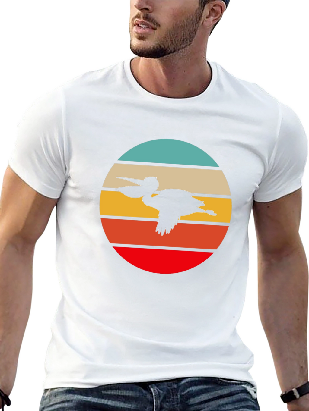 Retro Pelican T-Shirt - Coastal Cool Design
