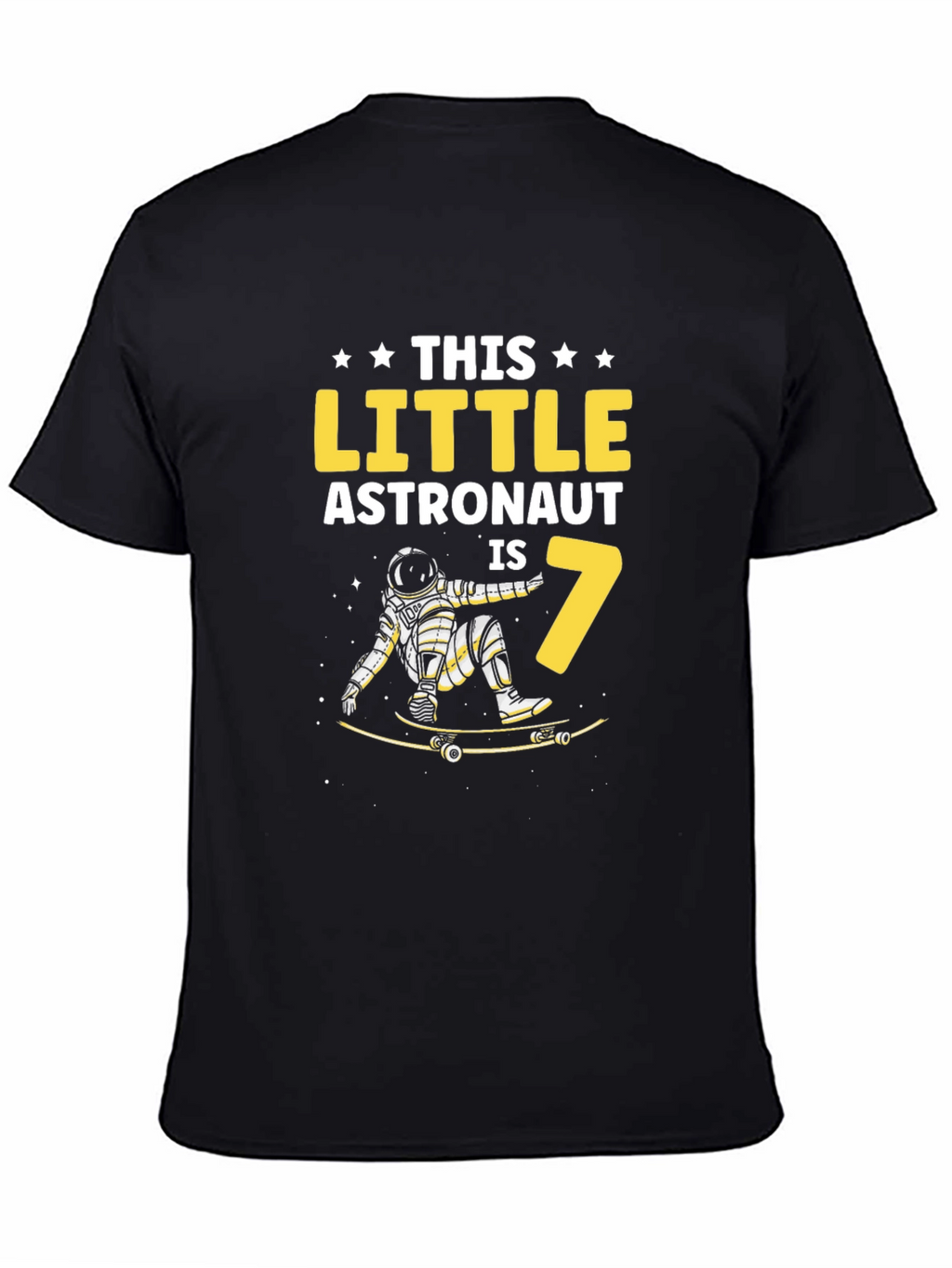 Astronaut 7th Birthday Black T-Shirt