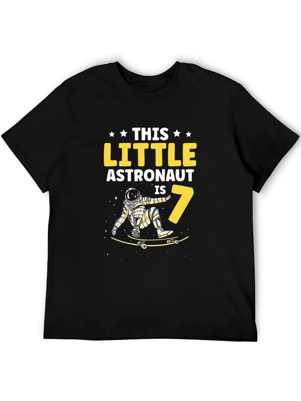 Astronaut 7th Birthday Black T-Shirt