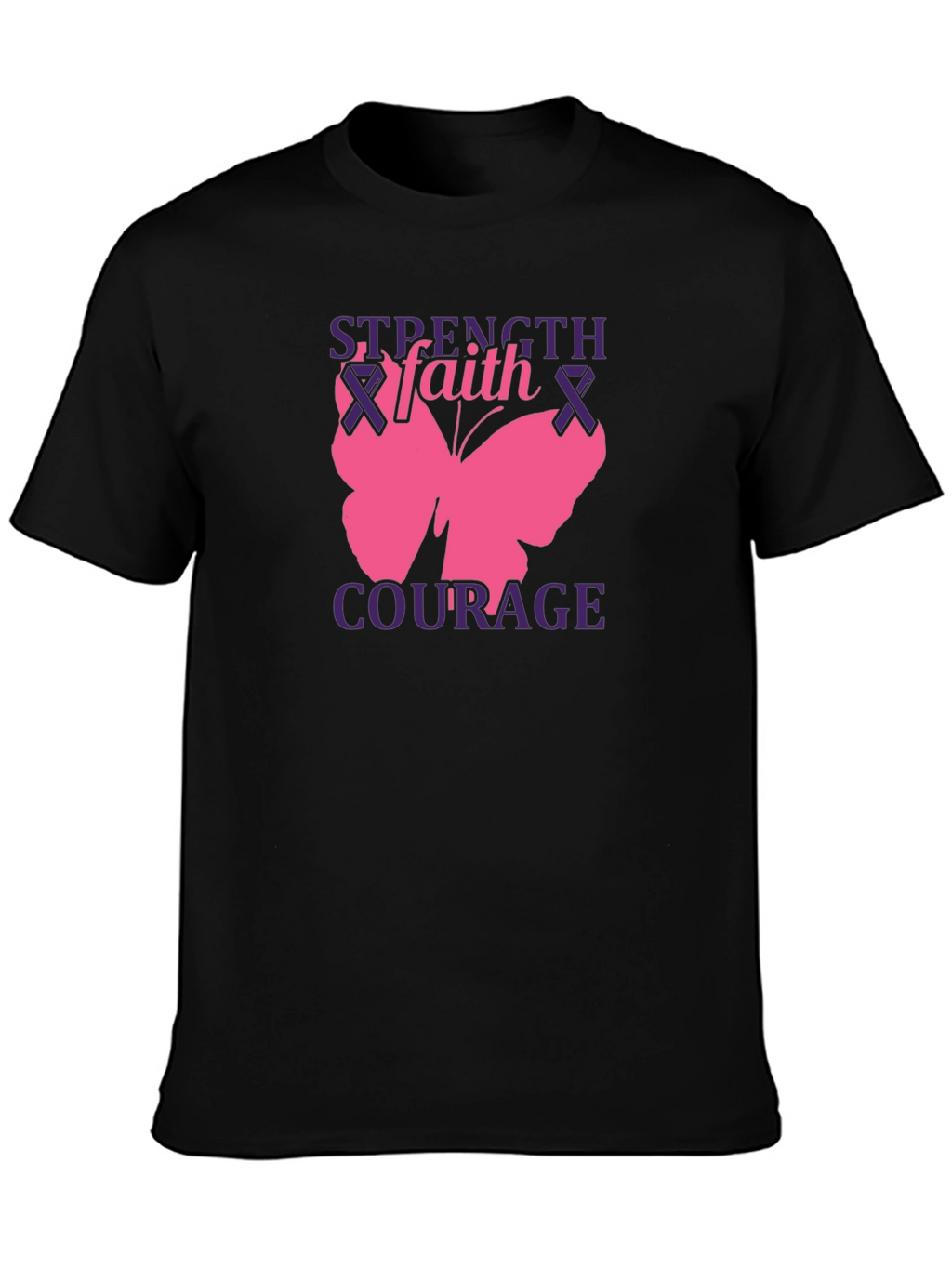 Strength Faith Courage Butterfly Graphic T-Shirt
