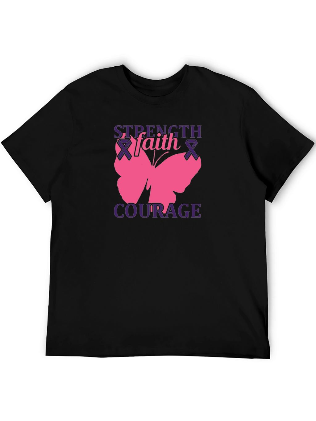 Strength Faith Courage Butterfly Graphic T-Shirt