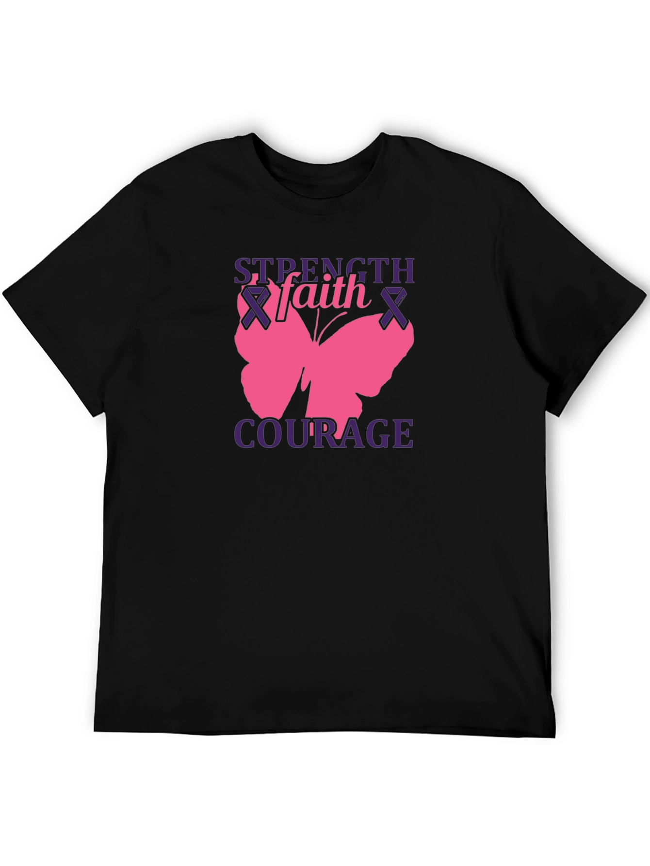 Strength Faith Courage Butterfly Graphic T-Shirt