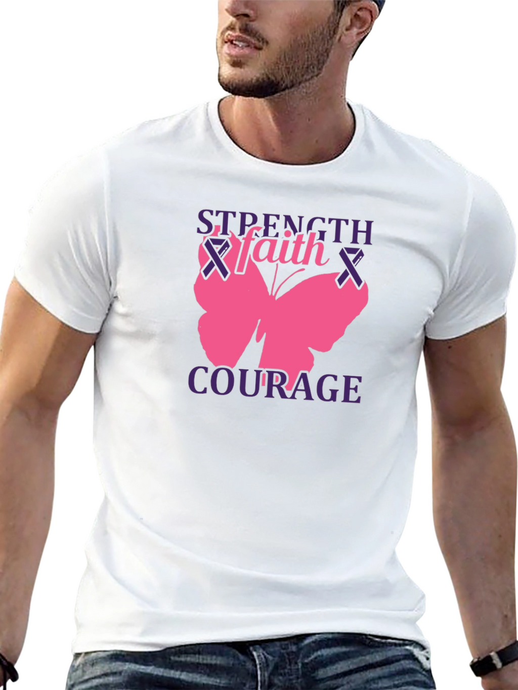 Strength Faith Courage Butterfly Graphic T-Shirt
