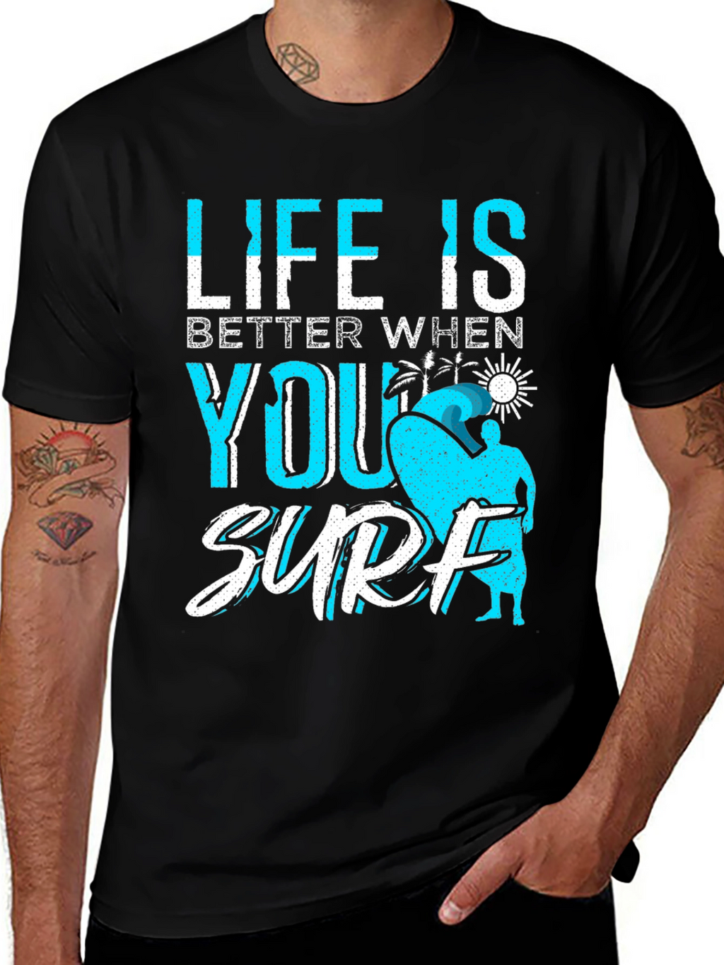 Life is Better When You Surf Black T-Shirt