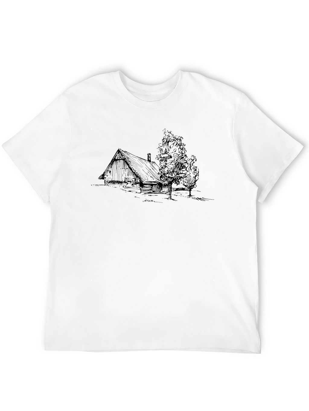 Cabin Sketch Black T-Shirt