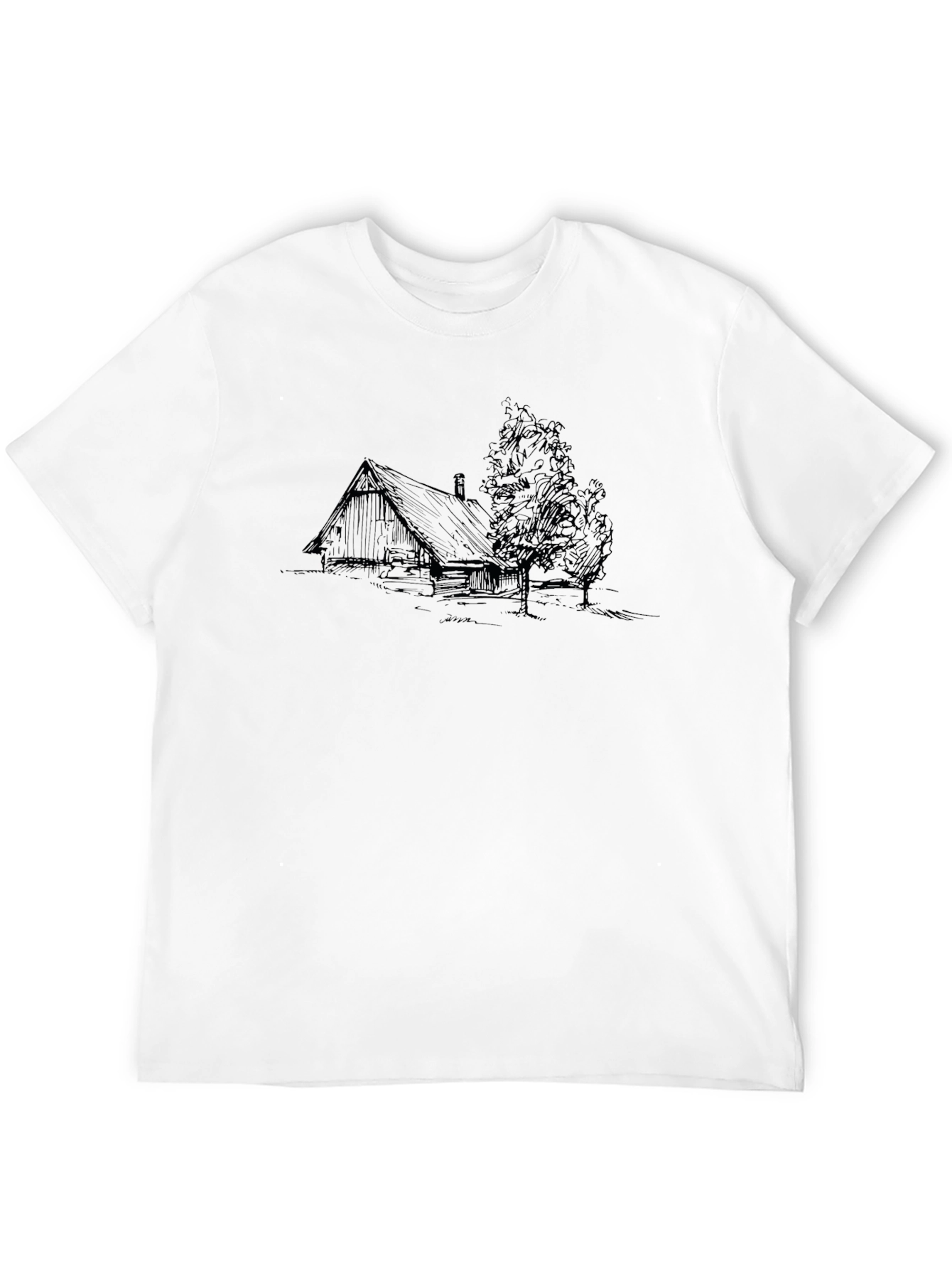 Cabin Sketch Black T-Shirt