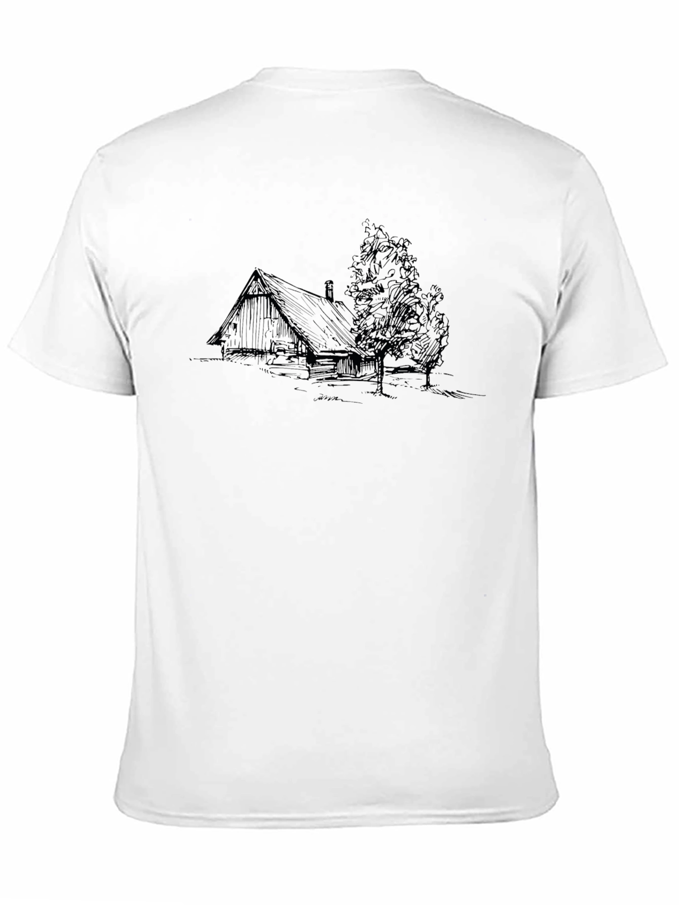 Cabin Sketch Black T-Shirt