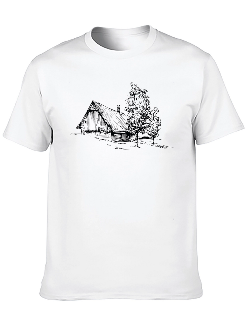 Cabin Sketch Black T-Shirt