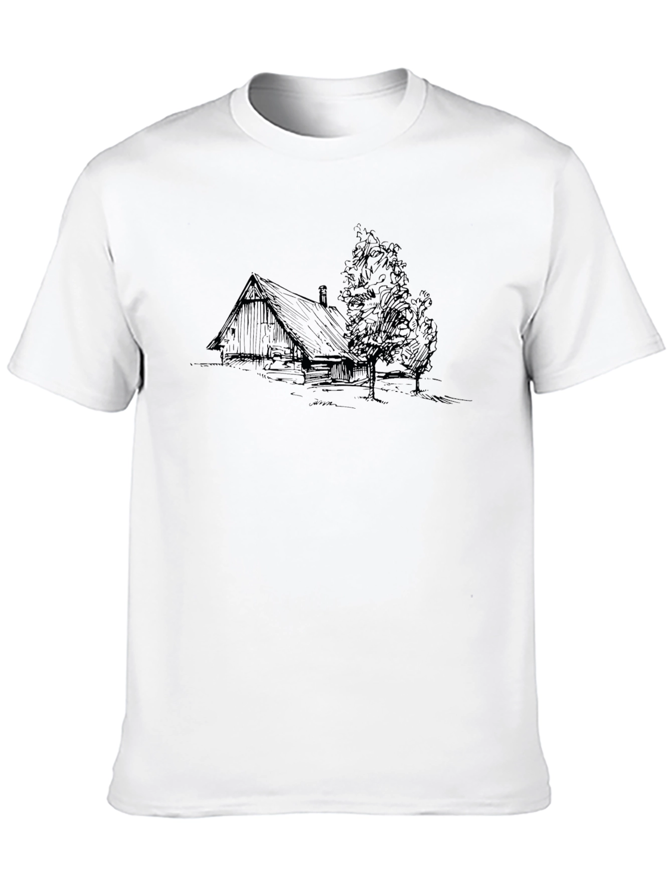 Cabin Sketch Black T-Shirt