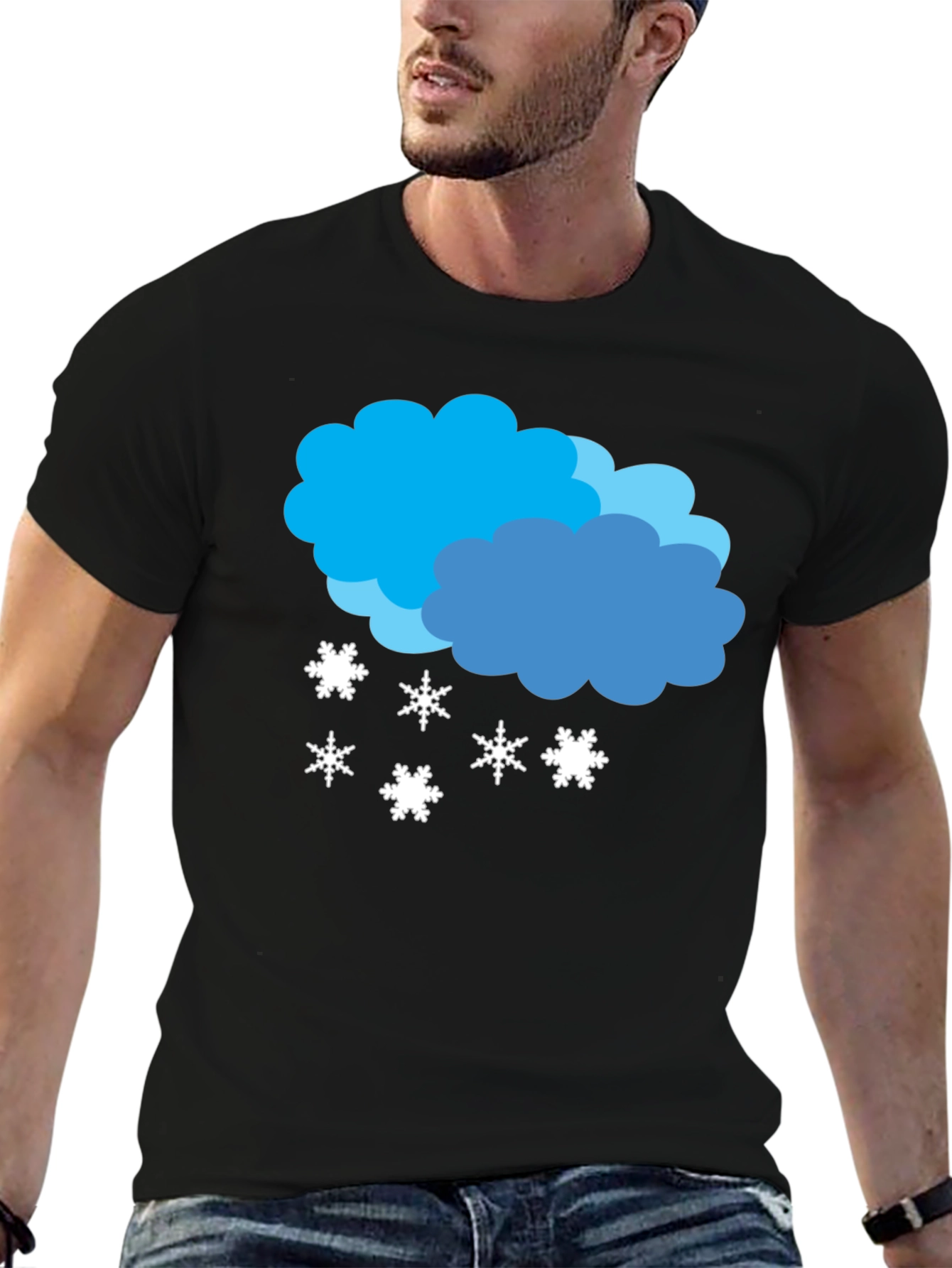 Snowy Cloud Graphic Tee - Black Casual Shirt