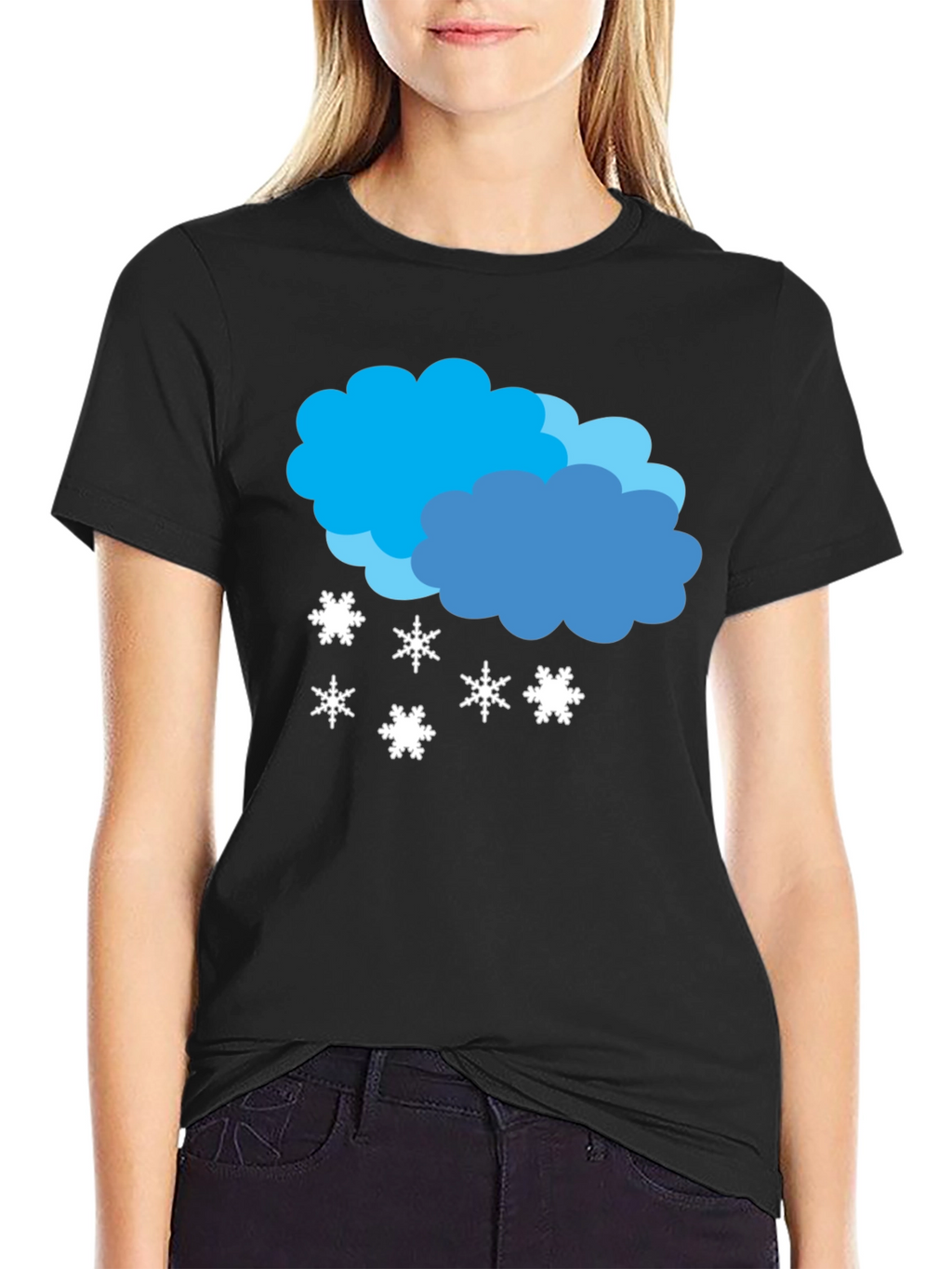 Snowy Cloud Graphic Tee - Black Casual Shirt
