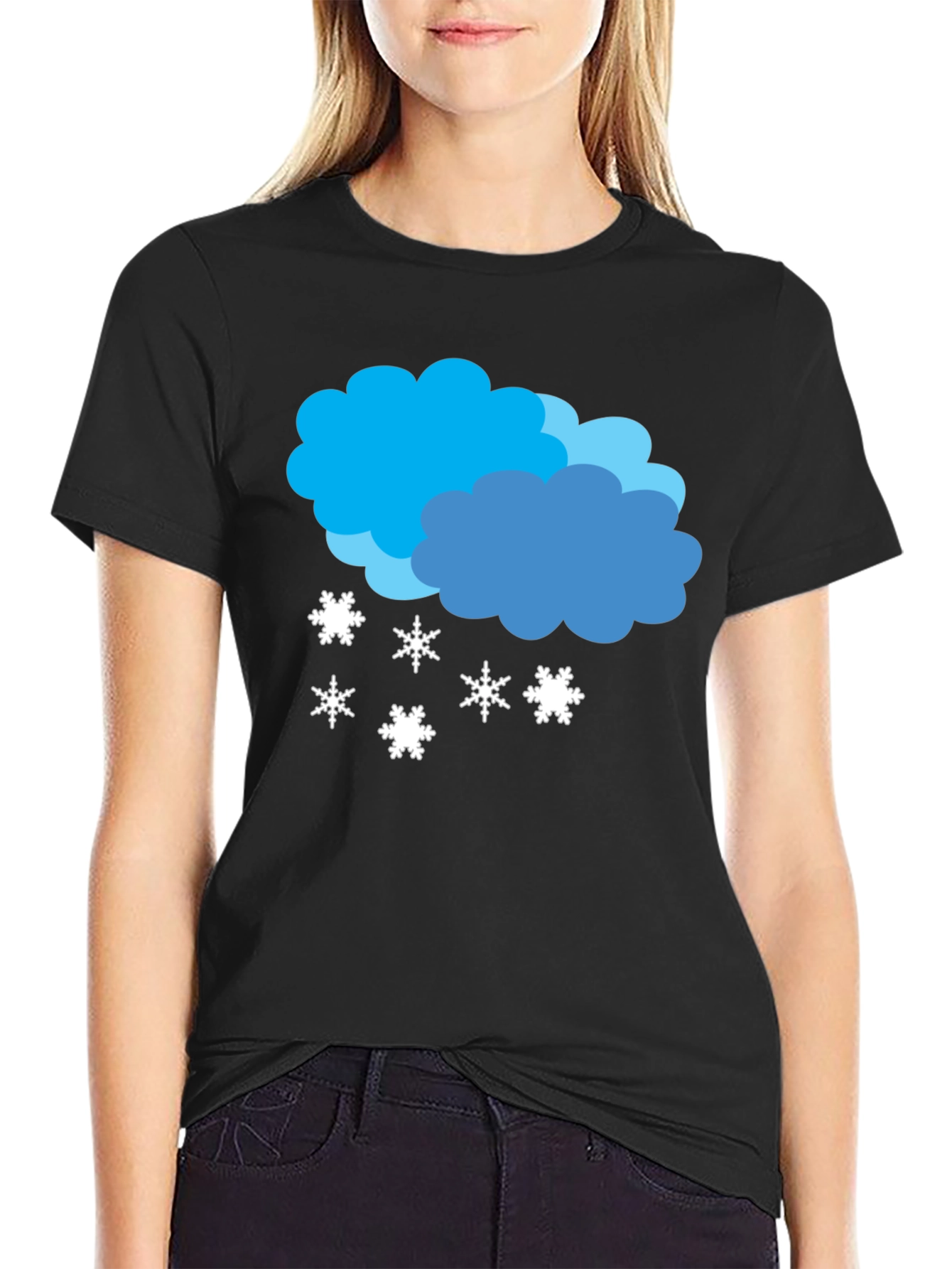 Snowy Cloud Graphic Tee - Black Casual Shirt